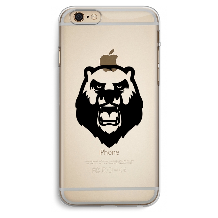 Angry Bear (black): iPhone 6 Plus / 6S Plus Transparant Hoesje