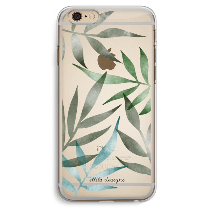 Tropical watercolor leaves: iPhone 6 Plus / 6S Plus Transparant Hoesje