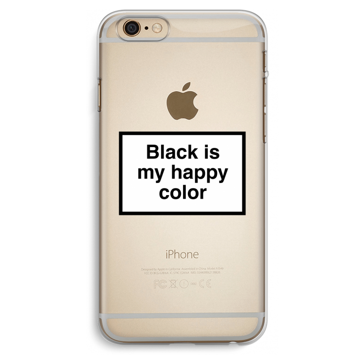 Black is my happy color: iPhone 6 Plus / 6S Plus Transparant Hoesje
