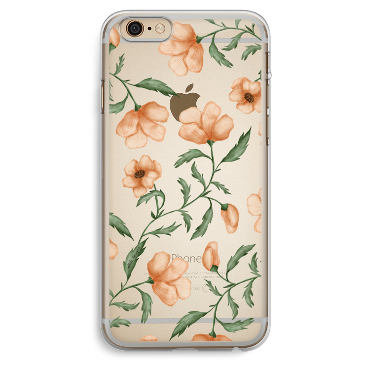 Peachy flowers: iPhone 6 Plus / 6S Plus Transparant Hoesje