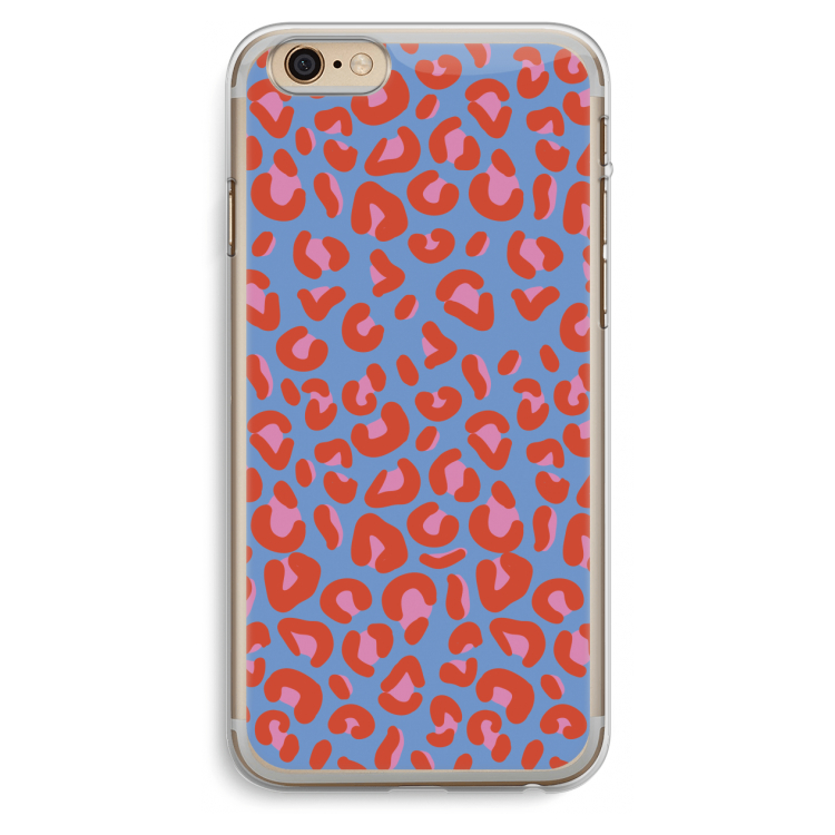 Leopard blue: iPhone 6 Plus / 6S Plus Transparant Hoesje