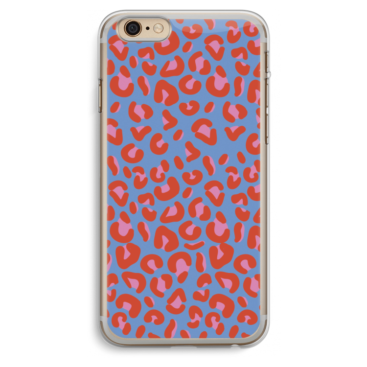 Leopard blue: iPhone 6 Plus / 6S Plus Transparant Hoesje