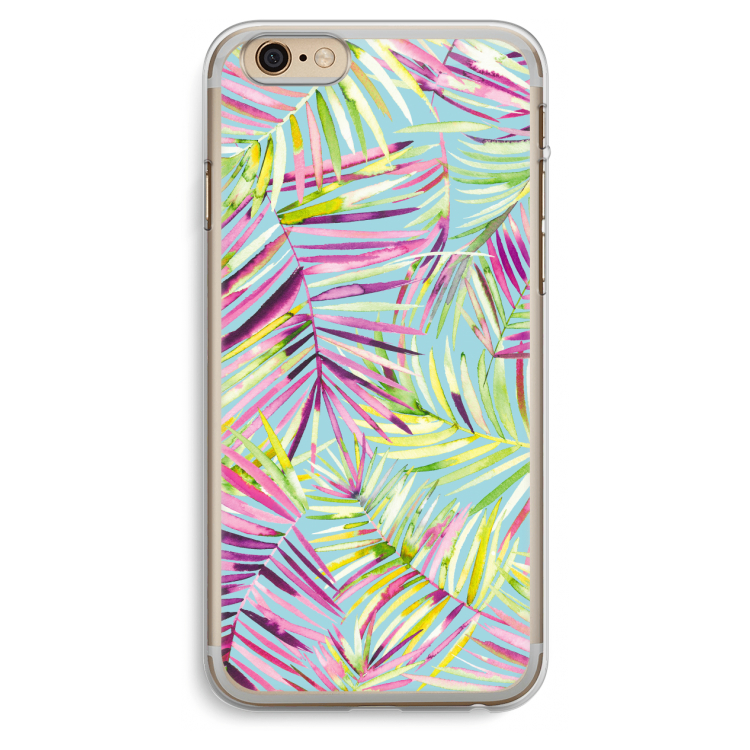 Tropical Palms Blue: iPhone 6 Plus / 6S Plus Transparant Hoesje