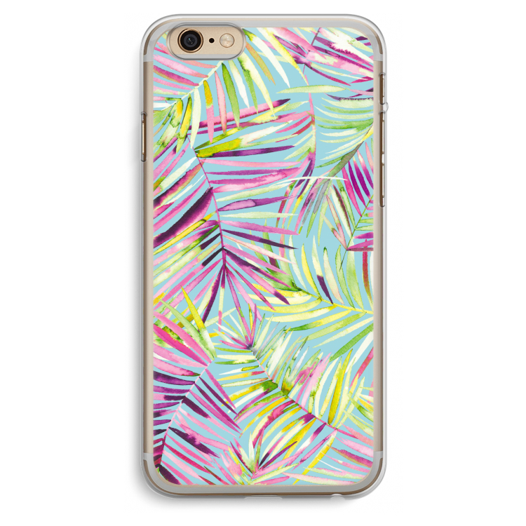 Tropical Palms Blue: iPhone 6 Plus / 6S Plus Transparant Hoesje