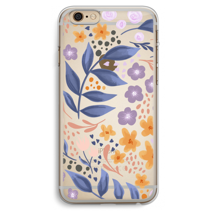 Flowers with blue leaves: iPhone 6 Plus / 6S Plus Transparant Hoesje