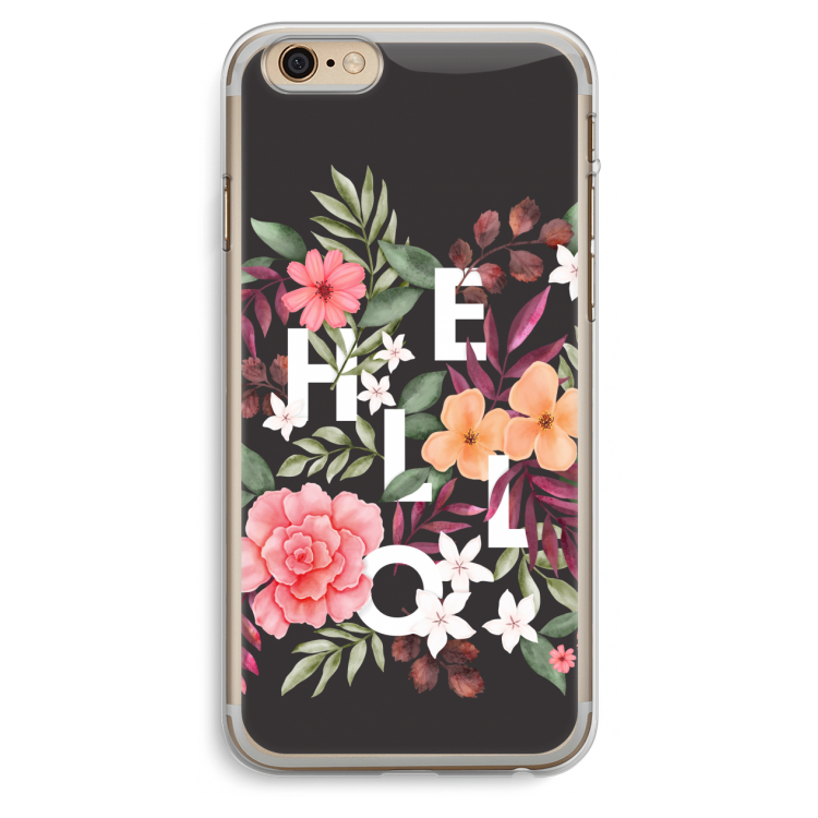 Hello in flowers: iPhone 6 Plus / 6S Plus Transparant Hoesje