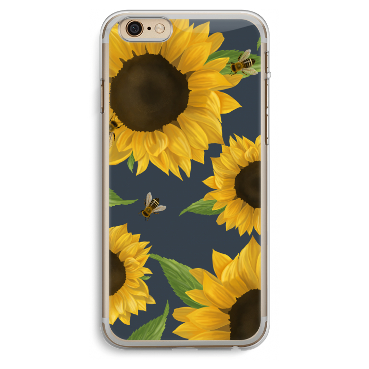 Sunflower and bees: iPhone 6 Plus / 6S Plus Transparant Hoesje