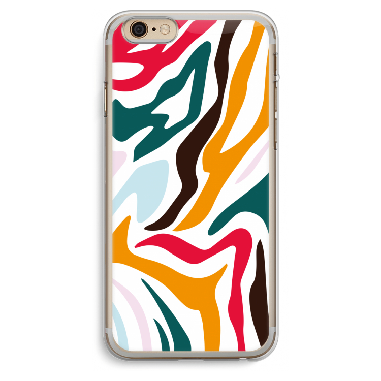 Colored Zebra: iPhone 6 Plus / 6S Plus Transparant Hoesje