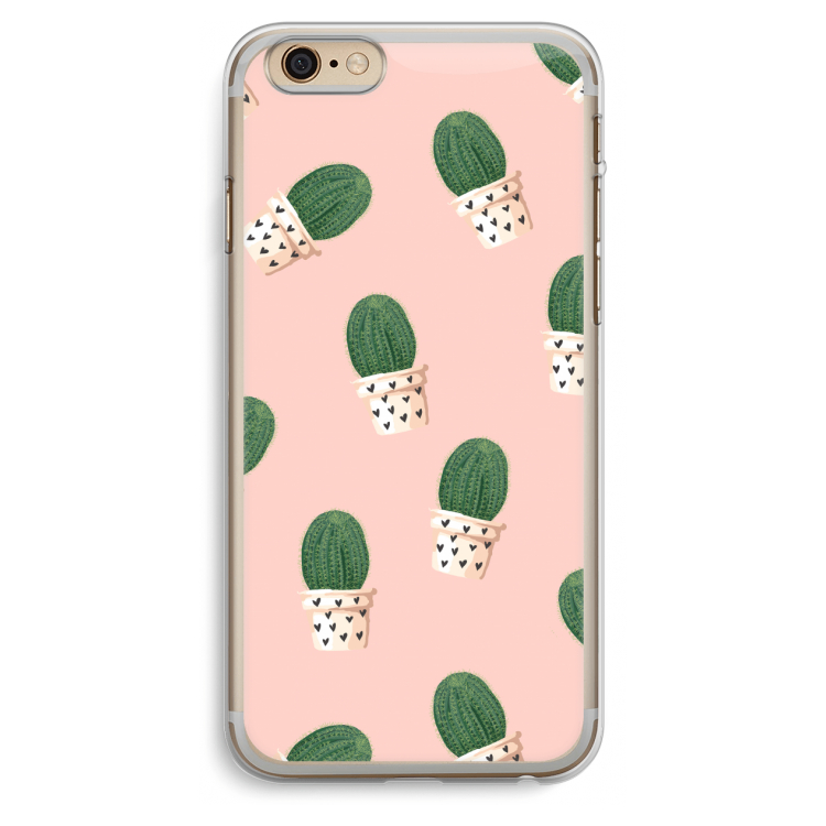 Cactusprint roze: iPhone 6 Plus / 6S Plus Transparant Hoesje