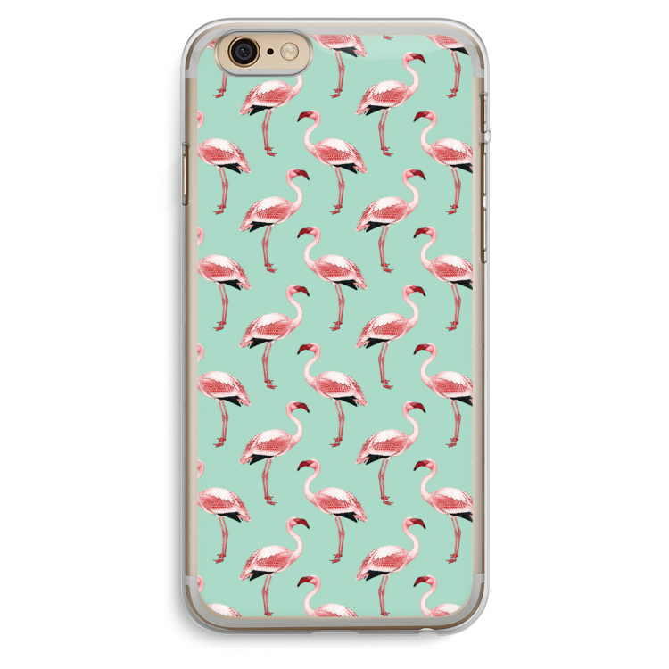 Flamingoprint groen: iPhone 6 Plus / 6S Plus Transparant Hoesje