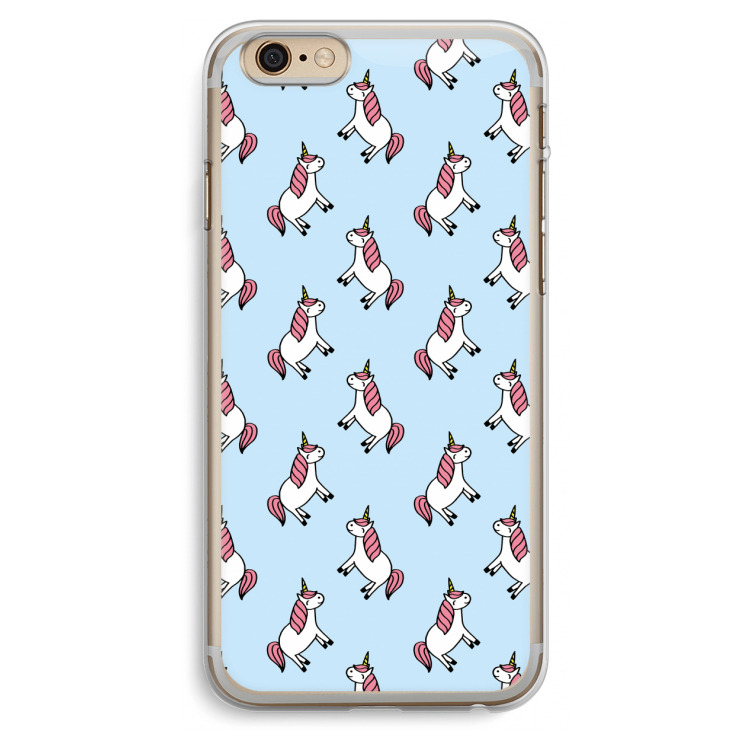 Eenhoorns overal: iPhone 6 Plus / 6S Plus Transparant Hoesje