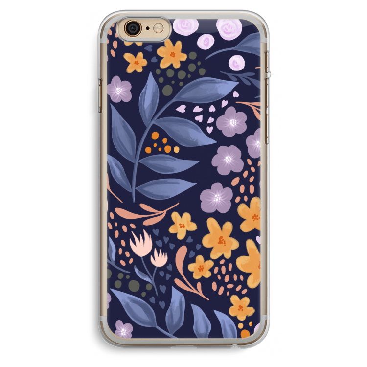 Flowers with blue leaves: iPhone 6 Plus / 6S Plus Transparant Hoesje