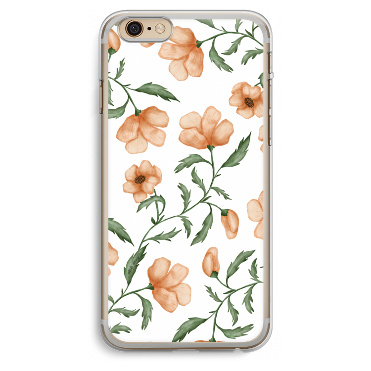 Peachy flowers: iPhone 6 Plus / 6S Plus Transparant Hoesje