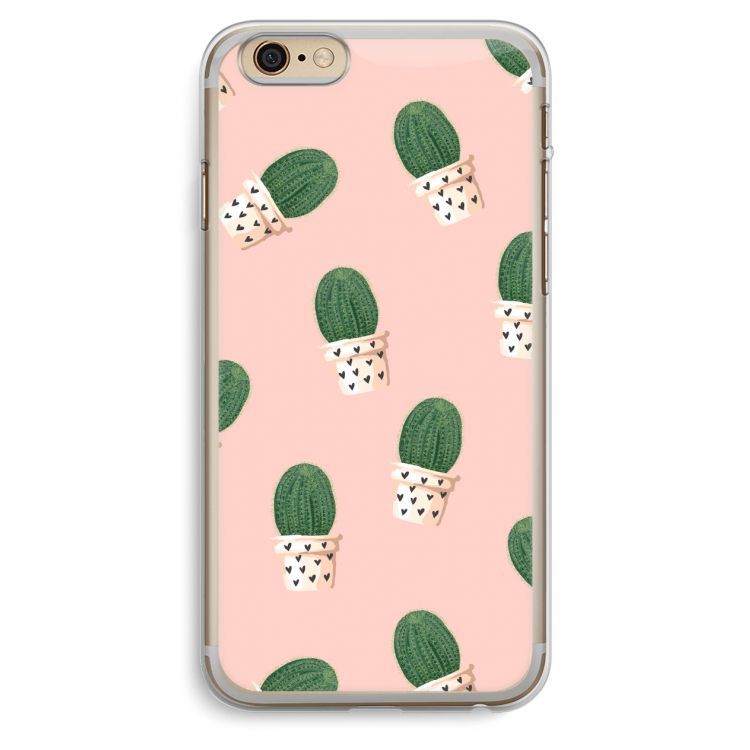 Cactusprint roze: iPhone 6 Plus / 6S Plus Transparant Hoesje