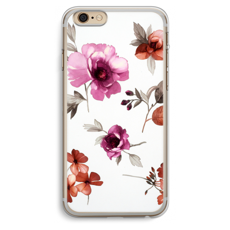 Geschilderde bloemen: iPhone 6 Plus / 6S Plus Transparant Hoesje