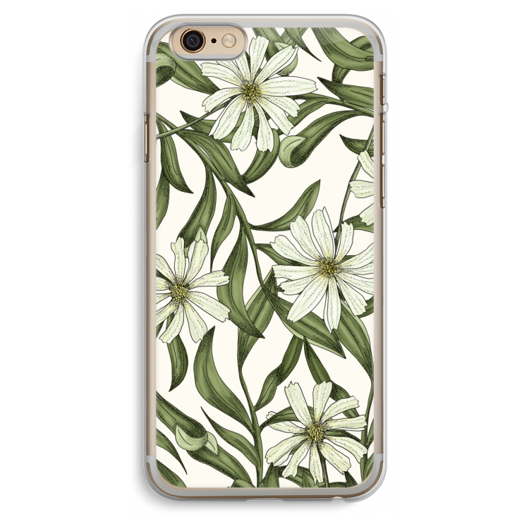 Wit bloemenpatroon: iPhone 6 Plus / 6S Plus Transparant Hoesje