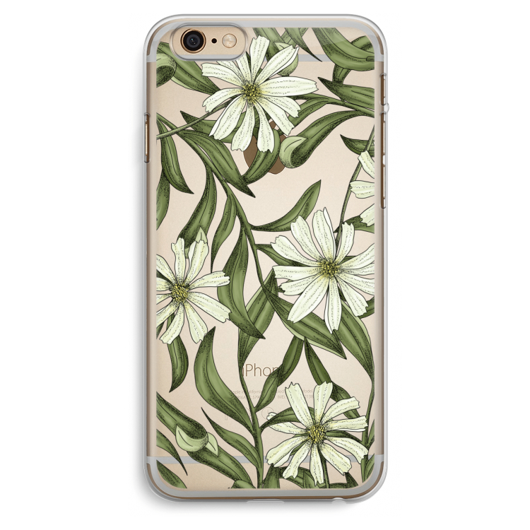 Wit bloemenpatroon: iPhone 6 Plus / 6S Plus Transparant Hoesje