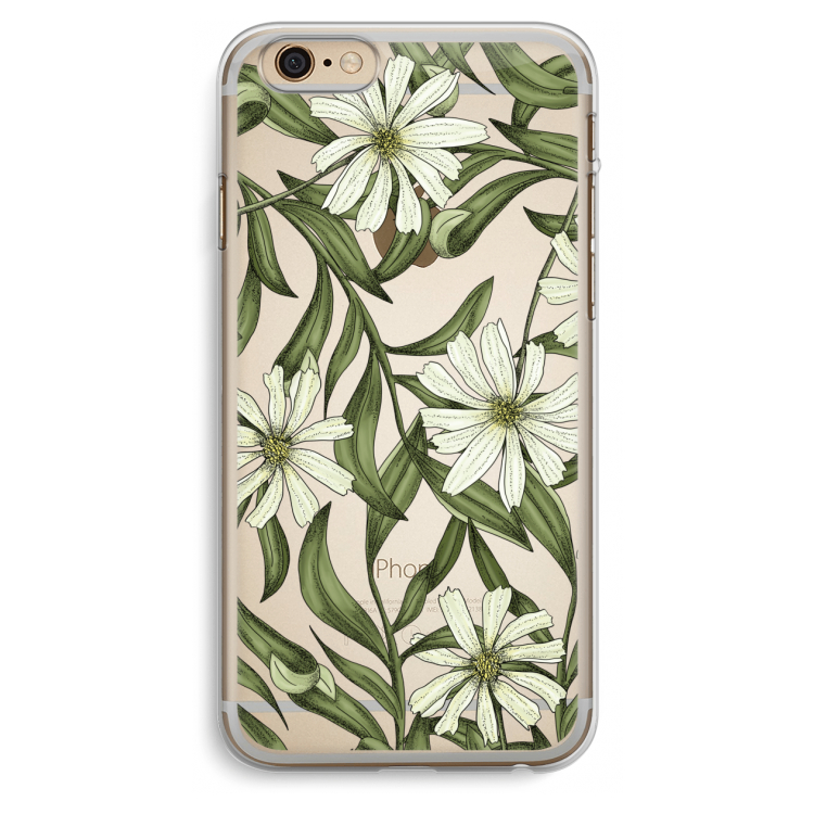 Wit bloemenpatroon: iPhone 6 Plus / 6S Plus Transparant Hoesje