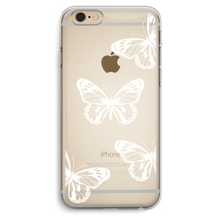White butterfly: iPhone 6 Plus / 6S Plus Transparant Hoesje