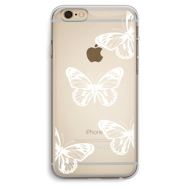White butterfly: iPhone 6 Plus / 6S Plus Transparant Hoesje