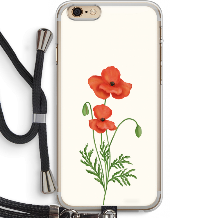 Red poppy: iPhone 6 PLUS / 6S PLUS Transparant Hoesje met koord