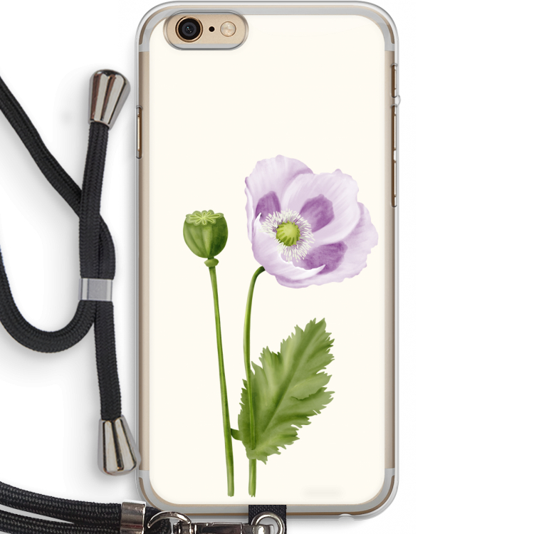 Purple poppy: iPhone 6 PLUS / 6S PLUS Transparant Hoesje met koord