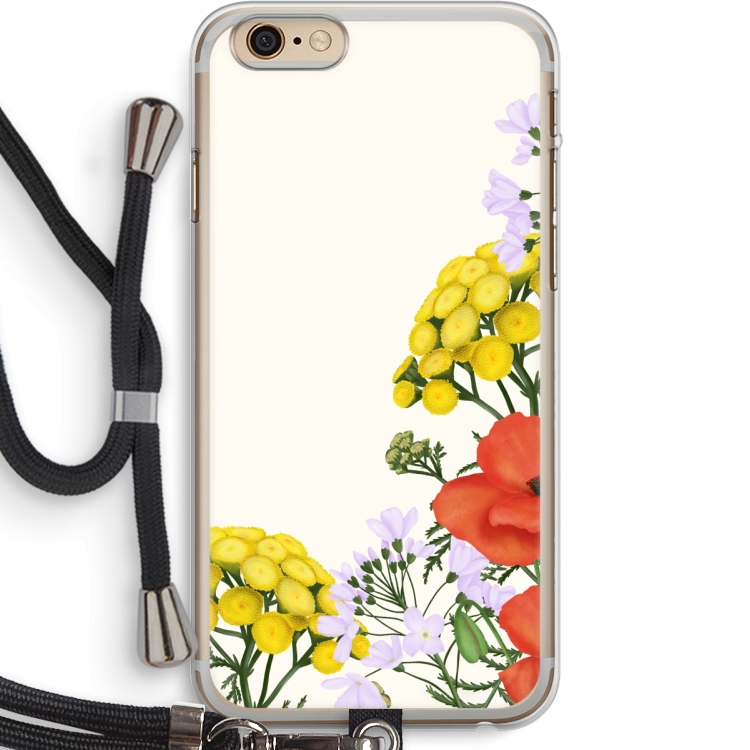 Wilde bloemen: iPhone 6 PLUS / 6S PLUS Transparant Hoesje met koord