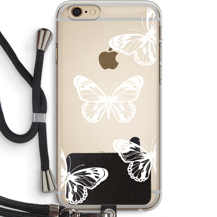 White butterfly: iPhone 6 PLUS / 6S PLUS Transparant Hoesje met koord