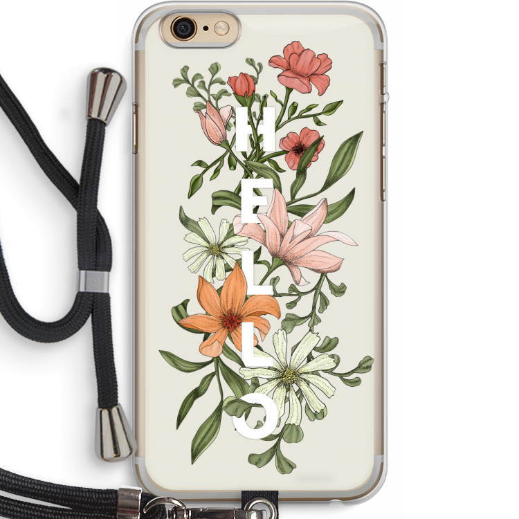 Hello bloemen: iPhone 6 PLUS / 6S PLUS Transparant Hoesje met koord