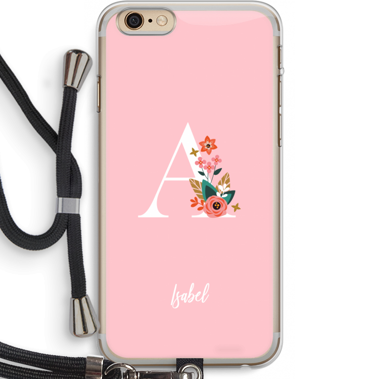 Pink Bouquet: iPhone 6 PLUS / 6S PLUS Transparant Hoesje met koord