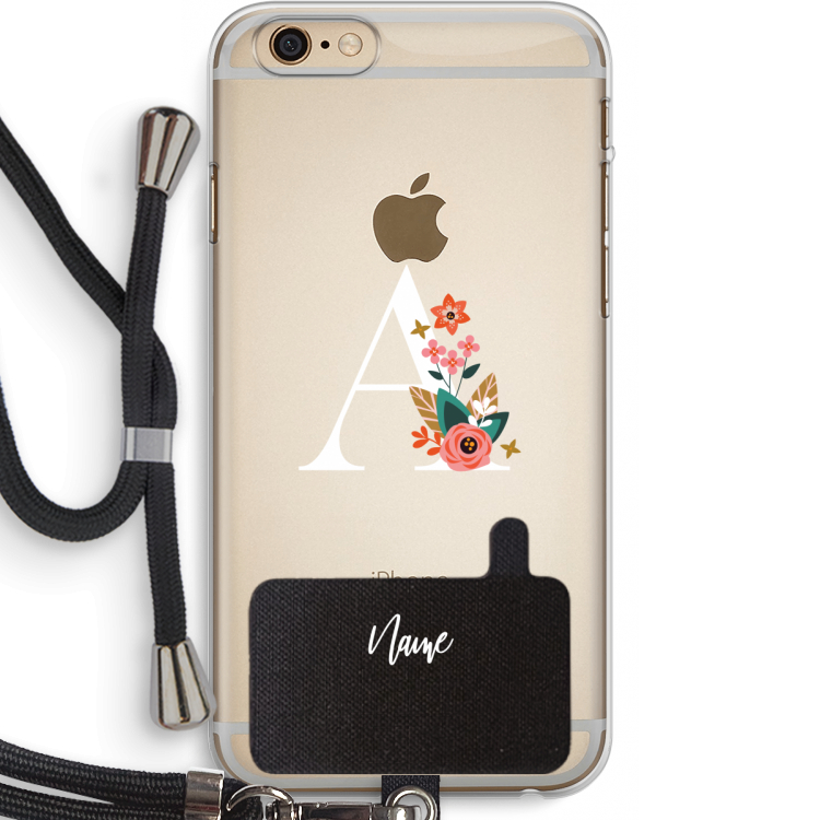 Pink Bouquet: iPhone 6 PLUS / 6S PLUS Transparant Hoesje met koord