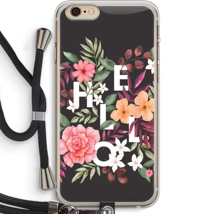 Hello in flowers: iPhone 6 PLUS / 6S PLUS Transparant Hoesje met koord