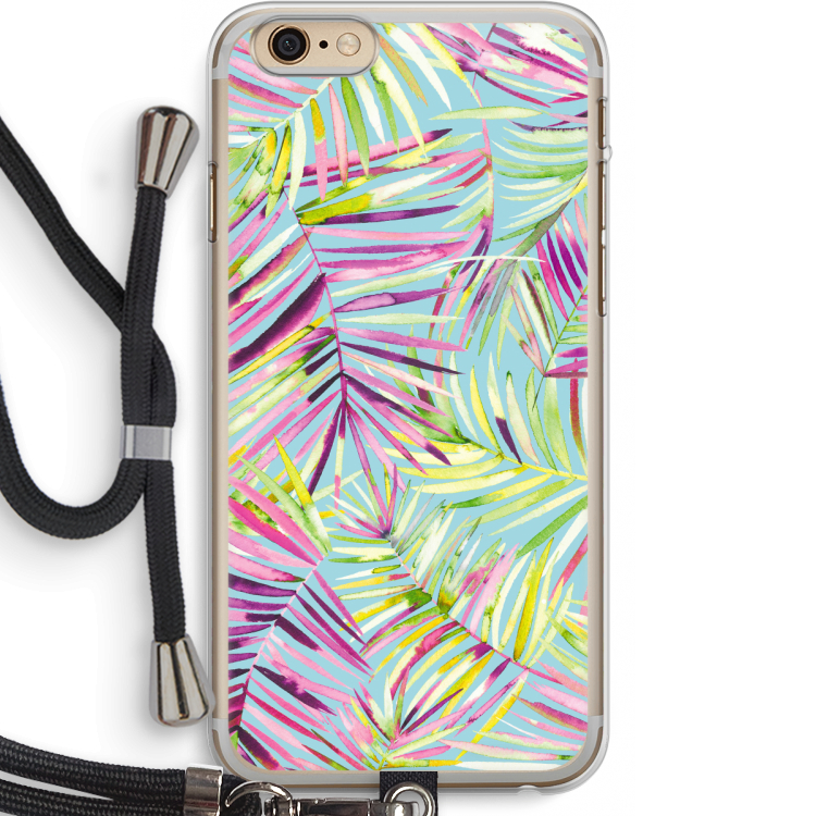 Tropical Palms Blue: iPhone 6 PLUS / 6S PLUS Transparant Hoesje met koord