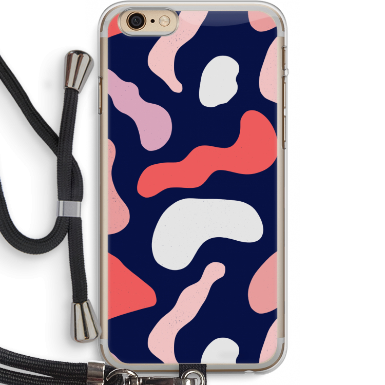 Memphis Shapes Pink: iPhone 6 PLUS / 6S PLUS Transparant Hoesje met koord