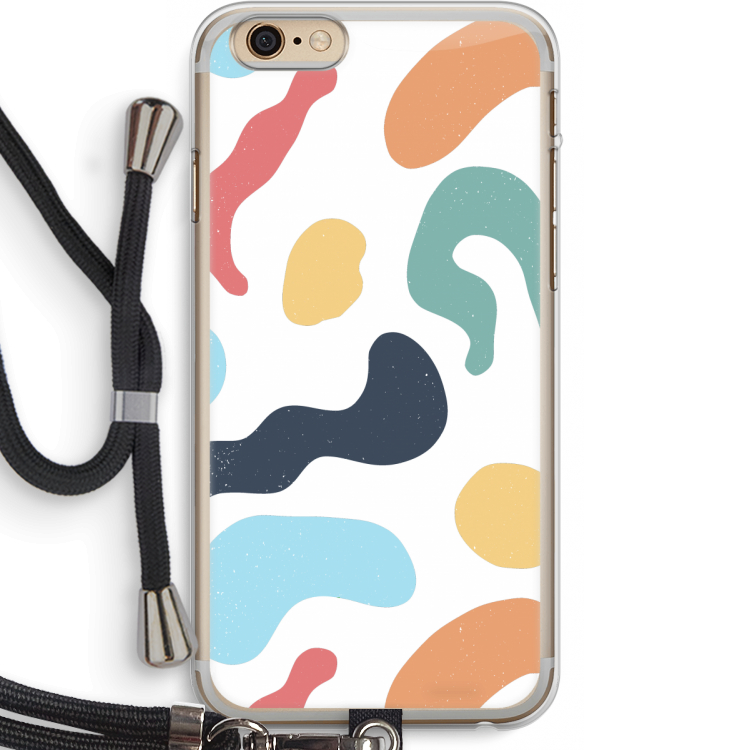 Memphis Shapes Blue: iPhone 6 PLUS / 6S PLUS Transparant Hoesje met koord
