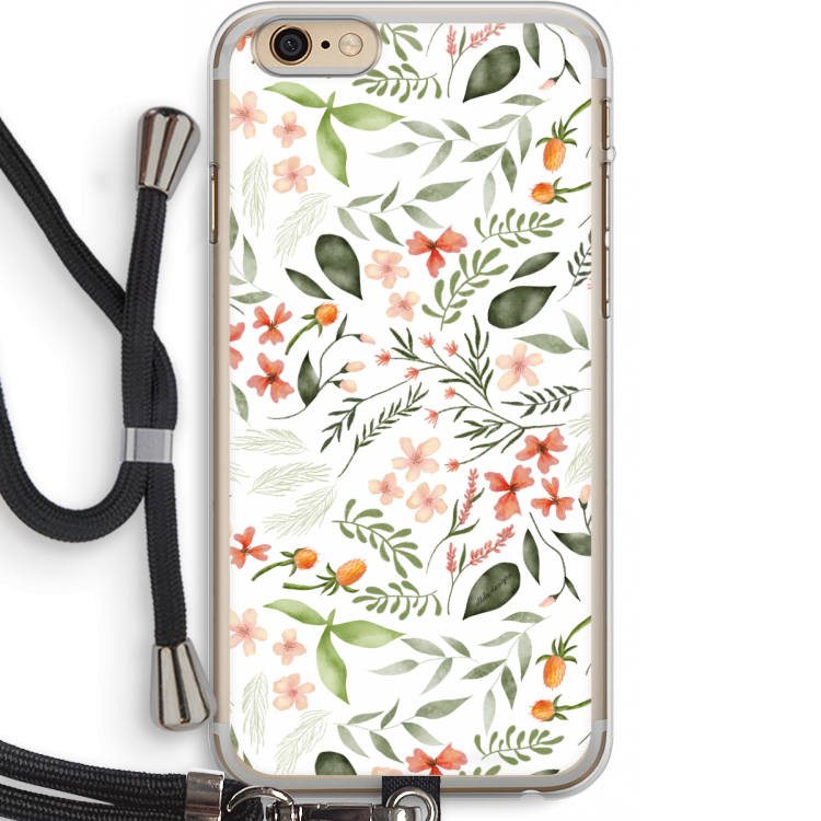 Sweet little flowers: iPhone 6 PLUS / 6S PLUS Transparant Hoesje met koord