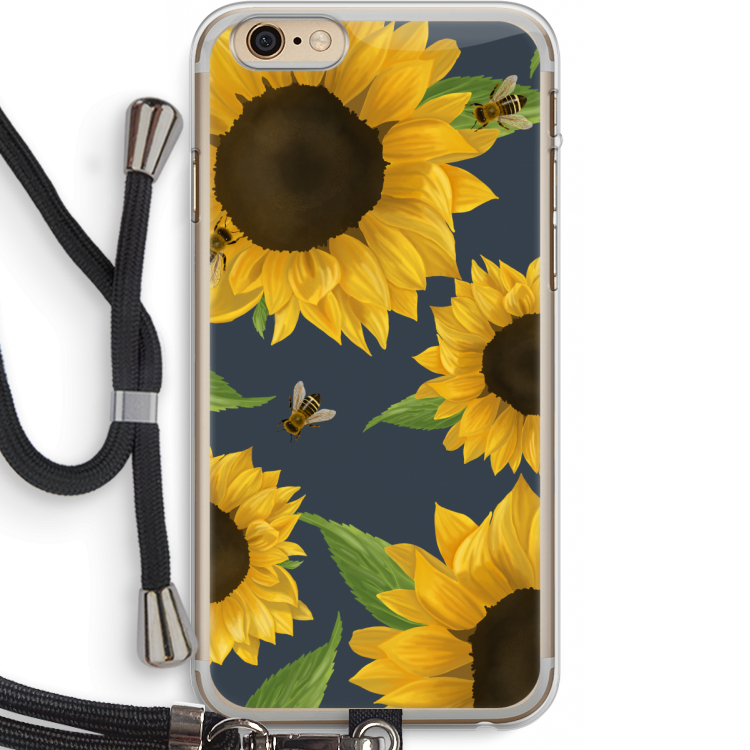 Sunflower and bees: iPhone 6 PLUS / 6S PLUS Transparant Hoesje met koord