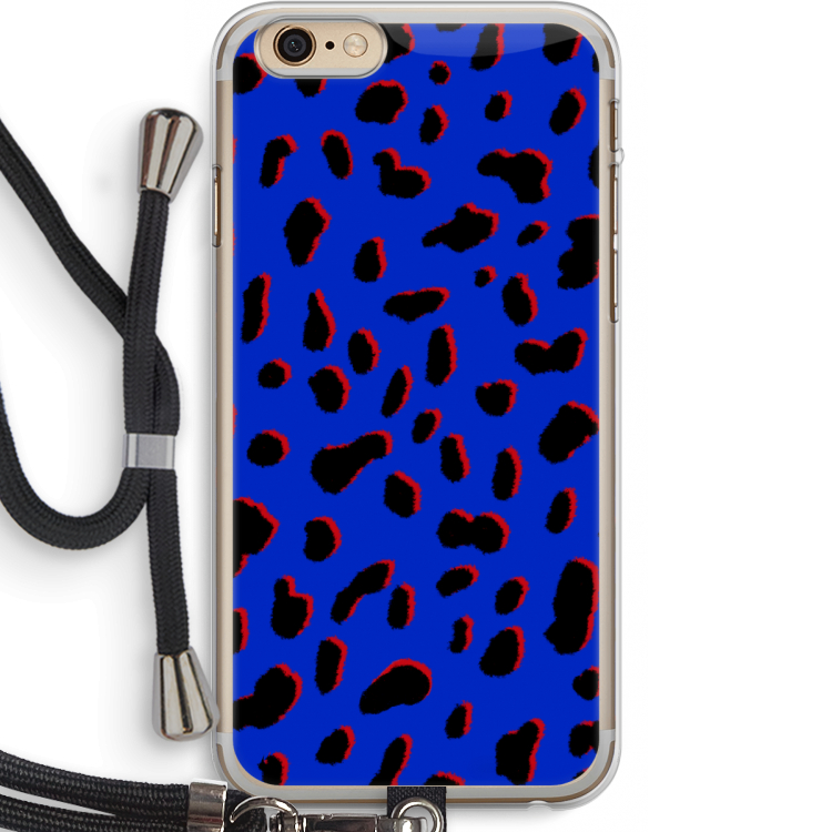 Blue Leopard: iPhone 6 PLUS / 6S PLUS Transparant Hoesje met koord