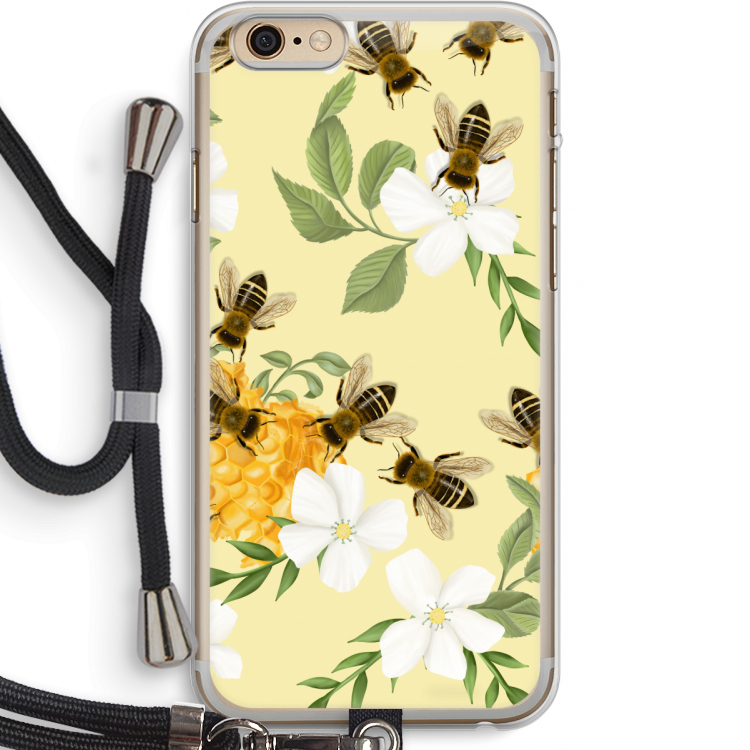 No flowers without bees: iPhone 6 PLUS / 6S PLUS Transparant Hoesje met koord