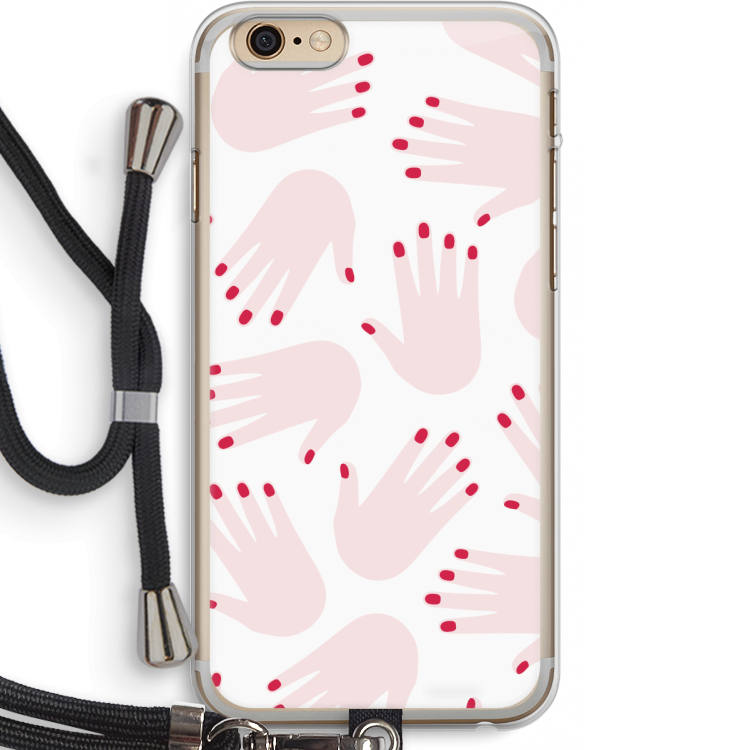 Hands pink: iPhone 6 PLUS / 6S PLUS Transparant Hoesje met koord