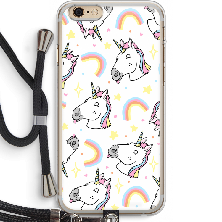 Rainbow Unicorn: iPhone 6 PLUS / 6S PLUS Transparant Hoesje met koord