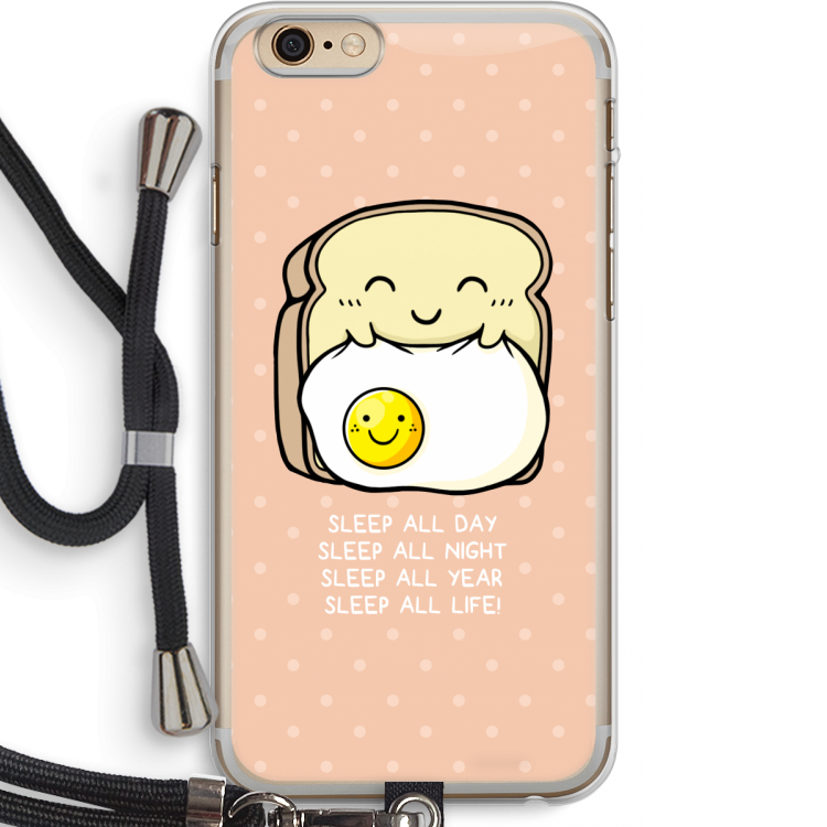 Sleep All Day: iPhone 6 PLUS / 6S PLUS Transparant Hoesje met koord