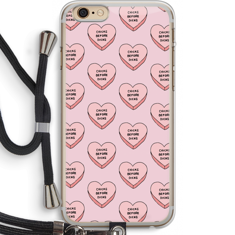 Chicks before dicks: iPhone 6 PLUS / 6S PLUS Transparant Hoesje met koord