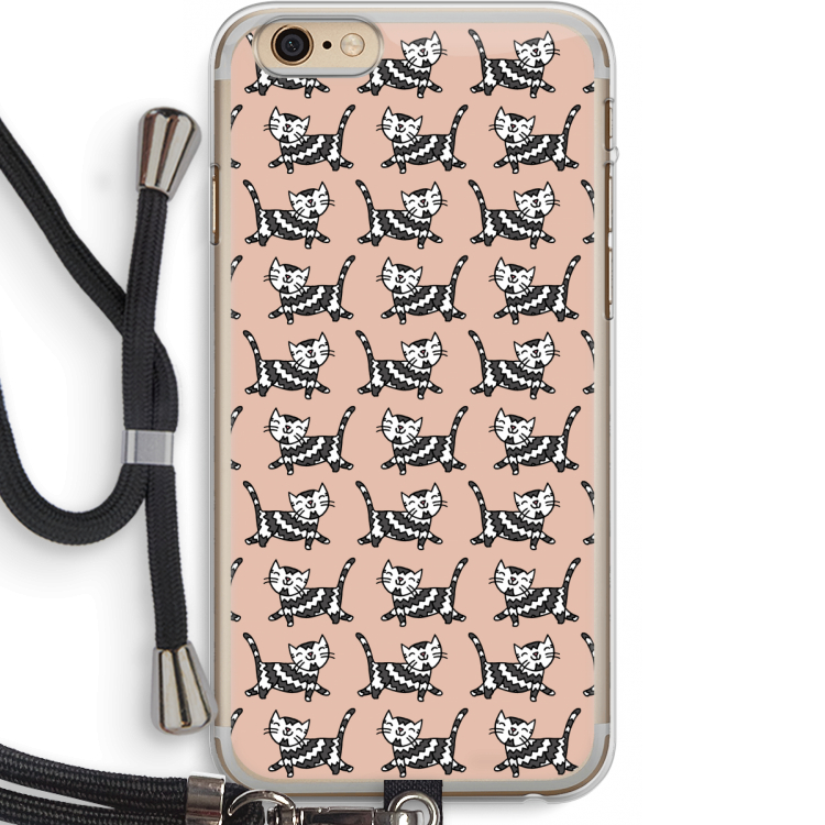 Zwarte poes: iPhone 6 PLUS / 6S PLUS Transparant Hoesje met koord