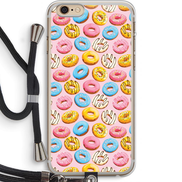 Pink donuts: iPhone 6 PLUS / 6S PLUS Transparant Hoesje met koord