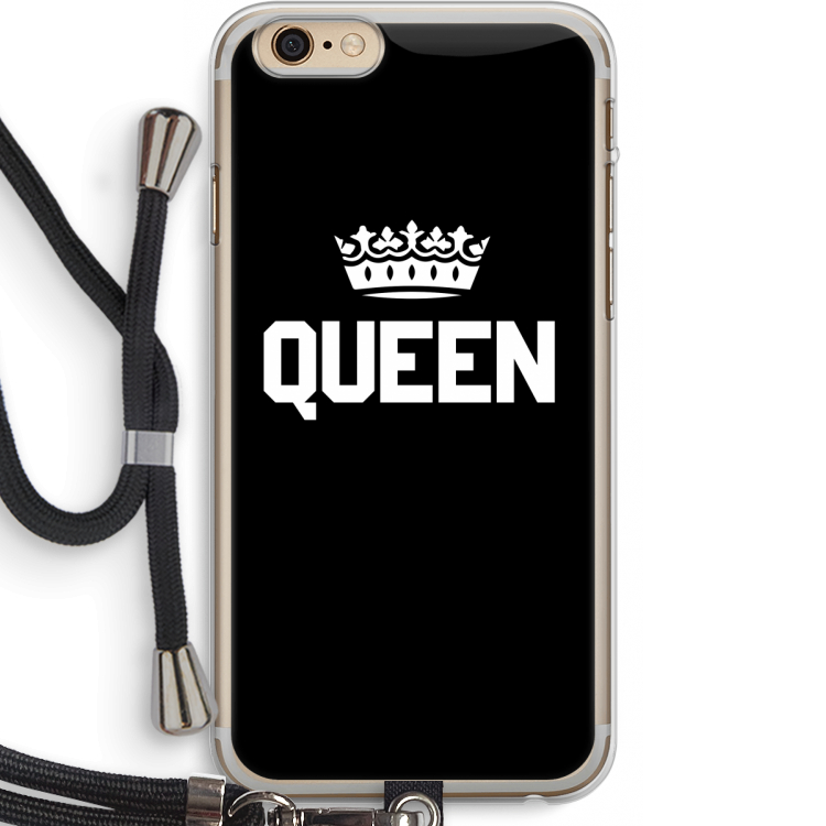 Queen zwart: iPhone 6 PLUS / 6S PLUS Transparant Hoesje met koord