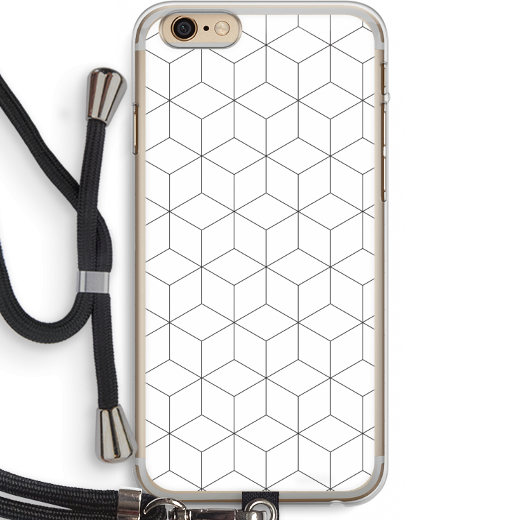 Zwart-witte kubussen: iPhone 6 PLUS / 6S PLUS Transparant Hoesje met koord