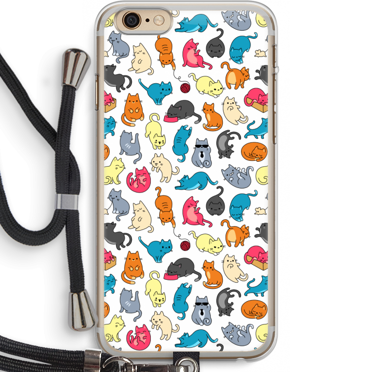 Kleurrijke katten: iPhone 6 PLUS / 6S PLUS Transparant Hoesje met koord