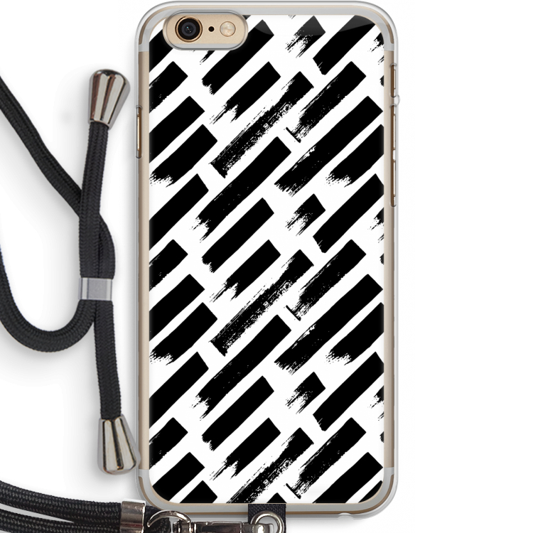 Zwarte vegen: iPhone 6 PLUS / 6S PLUS Transparant Hoesje met koord
