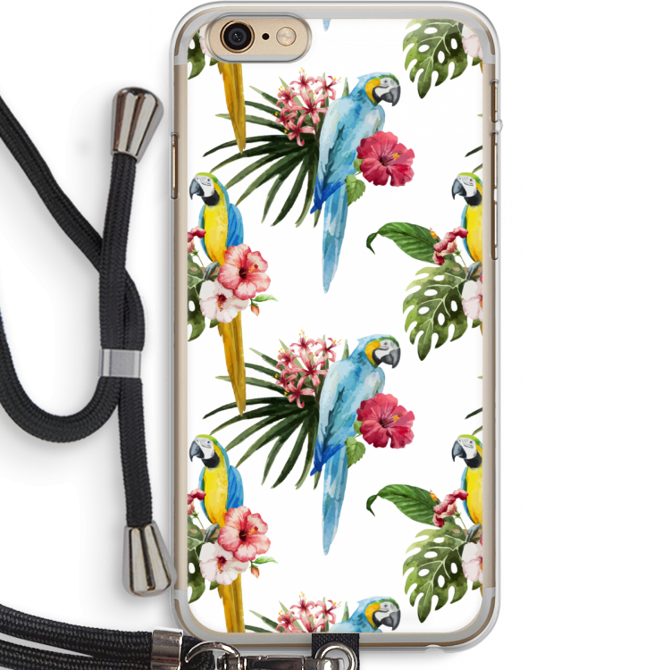 Kleurrijke papegaaien: iPhone 6 PLUS / 6S PLUS Transparant Hoesje met koord